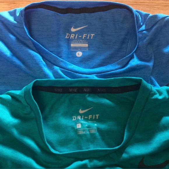 Set of 2 MENS NIKE Dr-Fit Sleeveless Running Shirts in Blue and Green colors (L) - Picture 3 of 4